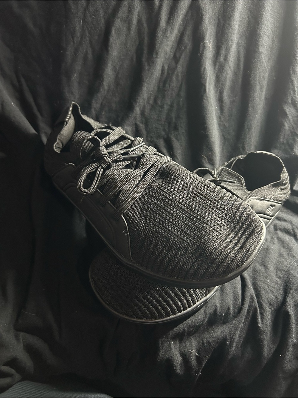 Women's All-Black Knit Athletic Sneakers